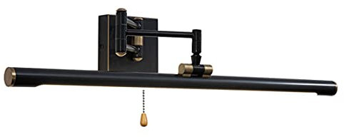 WRMING LED Spiegellampe Badezimmer mit Schalter Vintage Messing Spiegelleuchte Retro Verstellbar Badleuchte 7W Neutralweiß 4000k Bad wandleuchte für Spiegelschränke und Spiegel, 35cm, 560lm,Schwarz