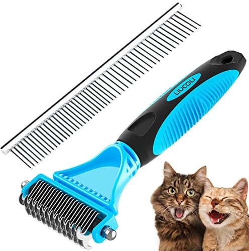 Brosse Chien, Brosse pour Chats, Peigne anti Poils Animaux, LIUCOLI Râteau de Toilettage - Enlever 96% des Poils Morts et Nœuds, Déméloir Professionnel pour les poils longs/courts