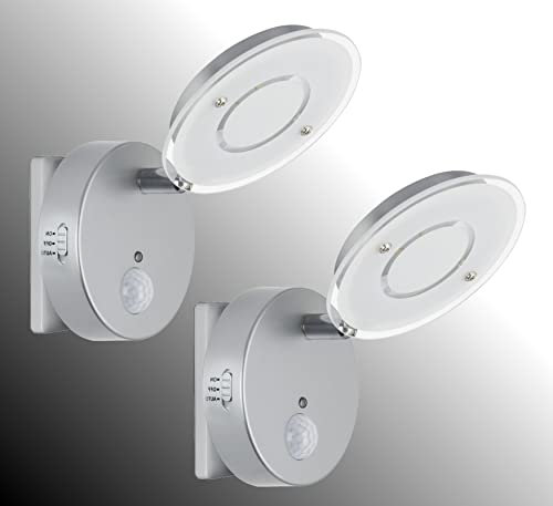 Trango 2er Set 2636-024 Sensor LED Nachtlicht *NITE* in Silber mit Automatikfunktion direkt 230V mit Bewegungssensor - Sicherheitslicht - Steckdose Lampe - Wandlampe - Orientierungslicht - Nachtlampe
