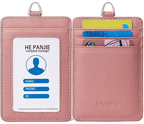 Ausweishülle leder,Ausweishülle mit band(7,6 x 11,4 cm),durchsichtiges Ausweisfenster und 3 Kartenfächer(Doppelseitig)