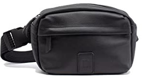 Biba Tasche Unisex aus echtem Leder, Gürteltasche Leather West Riverside RIW5L, Kurzer Griff, Reißverschluss, Echtes Rindsleder, Schwarz Farbe