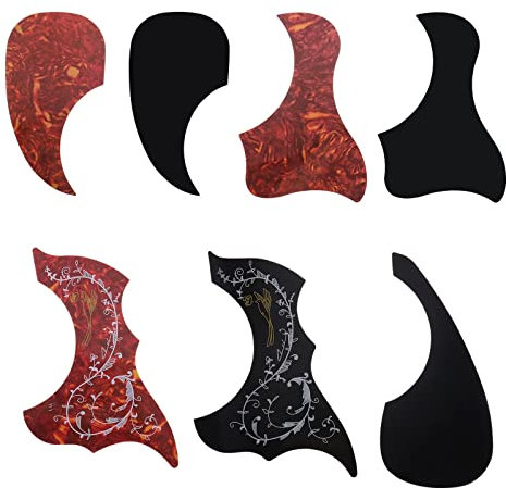 7PCS Pickguard Aufkleber für Gitarre in Vogelform und Tropfenform, Anti-Scratch Guard Plate Selbstklebend, Pick Guard für Akustikgitarren