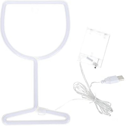 OSALADI Wine Glass Light Wine Cup Neon Sign Light Martini Neon Sign Wall Neon Light Decor Cute Bedside Lamp Cheers Neon Sign Cocktail Garnish Wine Glass Shape Neon Lamp Led PVC Billboard
