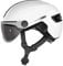 ABUS Stadthelm HUD-Y ACE - stylischer Fahrradhelm mit Visier und magnetischem, aufladbarem LED-Rücklicht - für Damen und Herren - Weiß Glänzend, Größe M