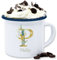 Emaille Tasse Blechtasse - Anfangsbuchstabe Name - Namens Geschenk - 300 ml - Weiß Blau - namensbecher buchstaben letter teetasse personalisierte initialen letters becher anpassbare buchstabe