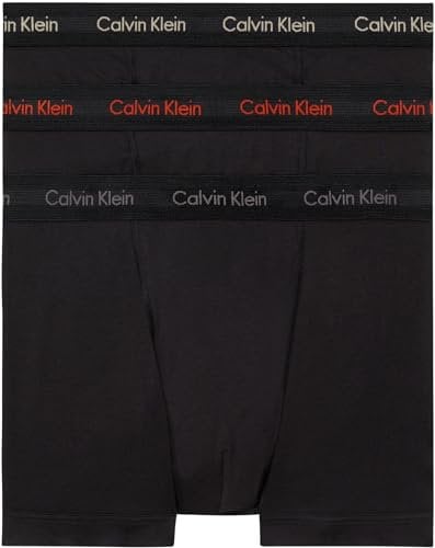 Calvin Klein Men’s 3 Pack Trunks, Black (B- Cher Ks, Eiffle Twr, Moss Gr Lgs), S