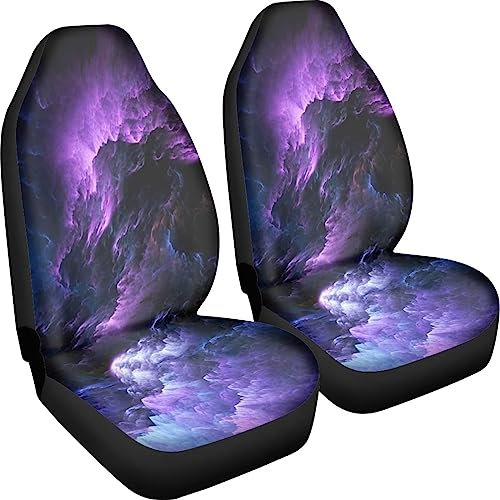 Poceacles Coprisedile per auto con stampa nuvola notturna viola con schienale alto sedile universale coprisedili per auto camion SUV furgoni coprisedili auto solo sedile anteriore