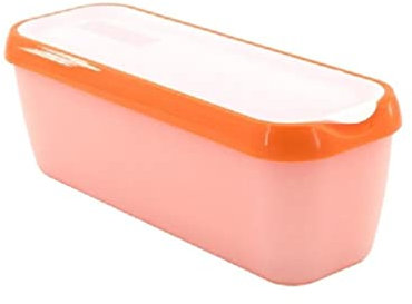 DSXH Bandeja de almacenamiento de helado rectangular reutilizable molde recipiente helado caja con tapa cocina refrigerador almacenamiento hogar congelador contenedores para (Naranja)