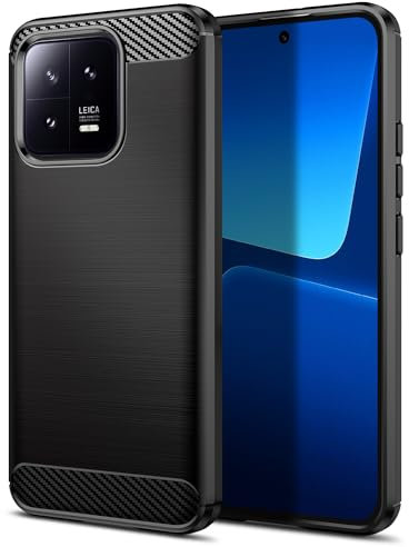 Qiinogow Hülle Kompatibel mit Xiaomi 13, Ultradünne Handyhülle Mit Stoßdämpfung, Schutzhülle aus Kohlefaser-TPU (Schwarz)