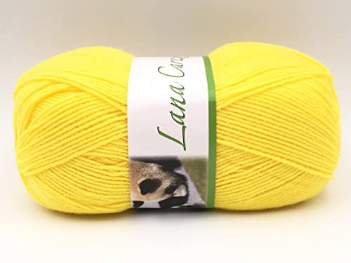 gomitolo lana Carezza 100g - 380 metri 100% acrilico premium per ferri 2,5/3 verstle per ogni tipo di capo d'abbigliamneto e per amigurumi (gialo - 1516)