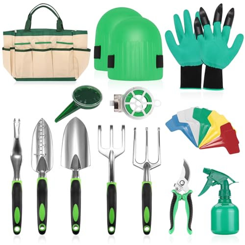 penobon Ensemble d'Outils de Jardinage, 13 Pièces Outillage de Jardin en Acier Inoxydable avec Sac de Rangement, Cadeaux pour Les Jardiniers