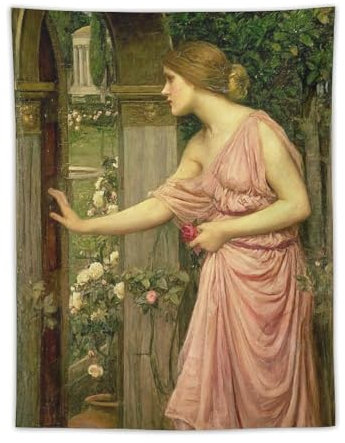 John William Waterhouse Psyche Entering Amors Garden Poster Wandtapisserie, Kunstgemälde, Bild, Schlafzimmerdekoration, Zuhause, 76,2 x 101,6 cm