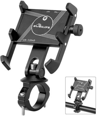 BOBILIFE Aluminium Fahrrad Handyhalterung Halterung - 360 ° Verstellbarer Fahrrad Handyhalter Ständer Universal für iPhone, Samsung Galaxy und die meisten 4 - 7 Smartphones (Lenker montiert)
