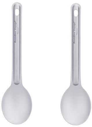 Boundless Voyage Ti1036T Titan-Besteck-Set, wiederverwendbar, Löffel, leicht, Campinggeschirr, Outdoor-Besteck mit Aufbewahrungstasche, 2 Stück
