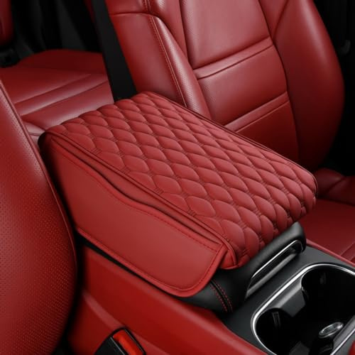 SARUEL Auto Armlehne Box Pad, kompatibel mit DS DS3 DS4 DS5 DS5LS DS6 DS7 DS9, Interieur Zubehör,2-Red