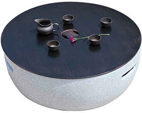 Brasero extérieur jardin terrasse table de barbecue ronde, brasero d'extérieur à bois avec écran anti-étincelles et tisonnier, table de loisirs en pierre d'imitation (taille : Kit-2) ()
