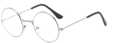 TECH-LINE-DIRECT FASHION ACCESSORIES Round Metal Eyeglasses Unisex Retro Clear Lens Glasses/Frames Ultra Light for Kid/Children/Teens (Silver Frame + Clear Lens)
