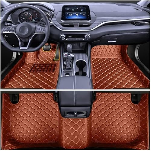AlRWAY Auto Fußmatten für Mercedes Benz GLB 7seat 2020-2021, Wasserdicht und rutschfest Autoteppich All Inclusive Autofussmatte Auto-Innenpolster,E Brown