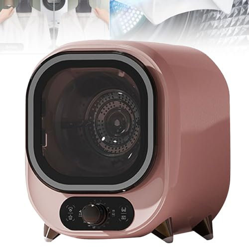 Hydravex Tragbarer Wäschetrockner, Frontlader-Wäschetrockner mit einfachem Bedienknopf, Edelstahlwanne, Kleiner kompakter Wäschetrockner für Wohnung, Zuhause, Wohnheim,Pink