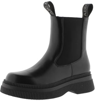 victoria Stivaletti Dublin Effetto Pelle Nero Monocromo & Suola Spessa & Doppio Tirante 1301104 per Donna