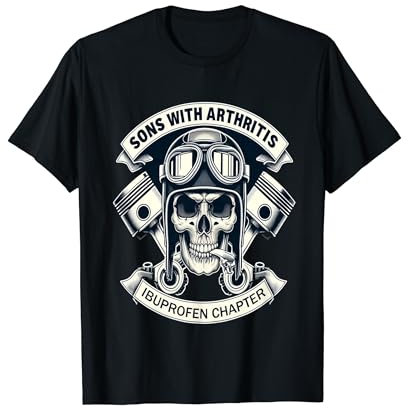 Sons With Arthritis - Ibuprofen Chapter Cool Biker Skull T-Shirt