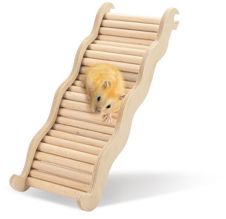 Betinyar Wooden Hamster Climbing Toy, 10.2 x 3.8x 1.2 inches Hamster Ladder for Dwarf Syrian Hamster House Gerbils and Other Small Animals