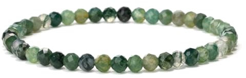Landorilo Naturstein Perlen Heilstein Armband aus 4mm Facettiertes Steinperlen, Yoga Armbänder für Damen Herren,Glücksarmband, Exquisite Geschenke, Ersatzperlen Inklusive(F Chrysopras)
