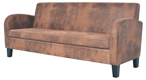 Willood Sofa 3-Sitzer Kunstleder Design Couch Polstersofa Wildleder-Optik Braun