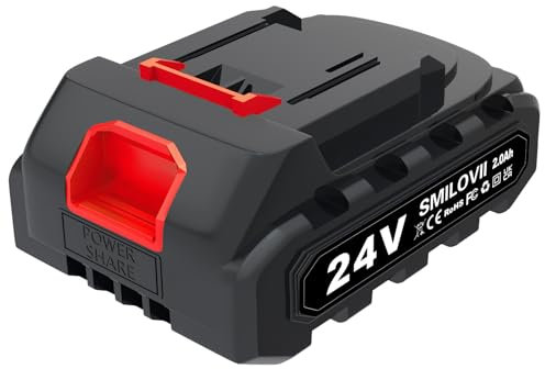 SMILOVII 24V Battery for Power Tools 2.0 Ah Electric Rechargeable Battery for Hedge Trimmer/Cutter/Drill/Grass Strimmer/Chainsaw/Hammer Drill - Same as for Makita interface