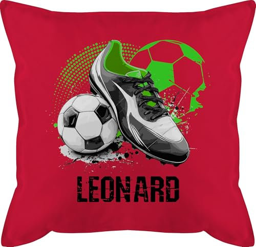 Kissen 50x50 - Personalisiertes Fußballgeschenk mit Namen | Geschenke für Fußballfans Fußball - 50 x 50 cm - Rot - Junge sitzkissen Fussball fußballfan fußballer Polster