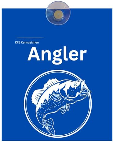 Olanmarp Angler Saugnapf-Schild für Frontscheibe | Kompaktes Hinweisschild für Anglerfahrzeuge – UV-beständig, wetterfest, temporär, Made in EU