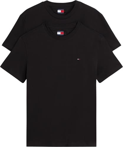Tommy Jeans Herren 2er Pack T-Shirts Kurzarm Xslim Jersey aus Baumwolle, Schwarz (Black/Black), L