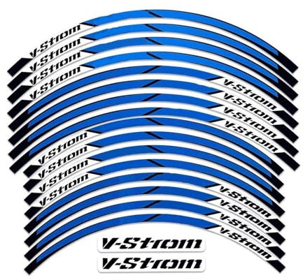 OPYJRL Hermoso y Duradero Pegatinas Reflectantes para Cubo De Rueda De Motocicleta, Accesorios para Llantas De Motocross para V-Strom 250 SX Vstrom 1000 1050 XT DL 650(BLU)