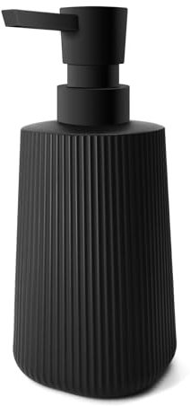 Mamiddle Dispensador de Jabón Moderno Dispensador jabon baño para Baño y Cocina de Vidrio Dispensador jabon Cocina para Baño de 250ml para Cuarto de Baño Encimera Cocina (Negro - 1 Pieza)