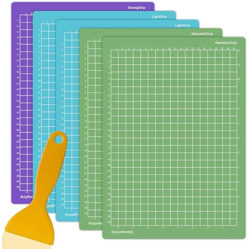 NICKLIN Cutting Mat for Cricut Joy Xtra 5 Pcs Plotter Mat 8.5 x 12 Inch Variety Grip Vinyl Mats Include LightGrip StandardGrip StrongGrip Adhesive Non-Slip and Reusable Cut Mat for Cricut Accessories