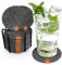 Miqio® Design Filz Glasuntersetzer rund | 12-er Set + Halter | Nachhaltige Oekotex Untersetzer für Getränke, Kerzen, Tassen, Bar, Gläser | Tisch Deko | dunkelgrau