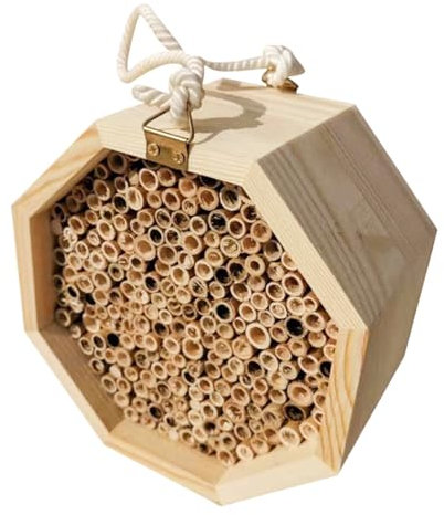 Bee Hotel, Bienenhaus - Hölzerne Bienenunterkunft,Bestäubungspalast, Schmetterlingshaus, Hinterhof -Wespenlebensraum, zieht Bestäuber an