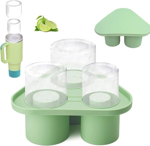 Bacs à Glaçons pour Stanley Cup de 20-40 OZ, Bac à Glaçon à 3 Cylindres Creux, Réutilisable Bac à Glaçon en Silicone avec Couvercle, Sans BPA, pour Whisky, Cocktails et Boissons Fraîches