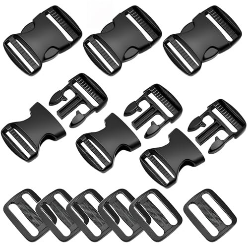 YGHSZ 25mm Buckles Clips, Rucksack Clips,Tri-Glide Slides Side Release Tool Replacement Buckles Clip for Backpack Repairing, Luggage Fastening Strap Pet Collar（6 Sets）