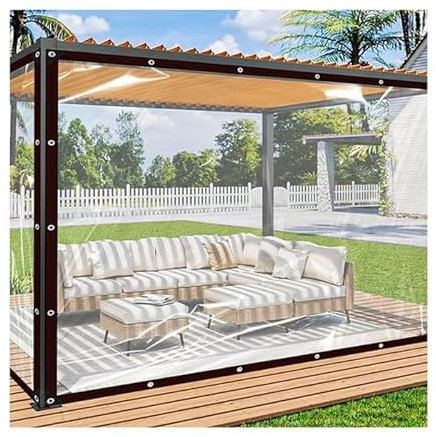 Tarpa, Verbesserte Transparente Abdeckung, Strapazierfähig, Wasserdicht, Transparent, Abdeckung, Regenschutz, PE, Mit Durchgehungen für Gartenhäuser (5X8M)