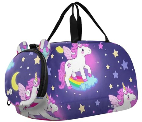 Niedliche Cartoon-Einhorn-Stern-Sporttasche für Mädchen, mit Schuhfach, multifunktional, für Schule, Sport, Reisen