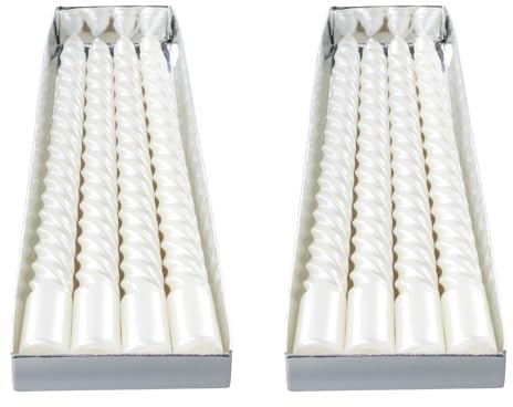 8 Stück Weiße Gedrehte Spitzkerzen, 20 cm Lange Dinnerkerzen, Duftfreie Rauchfreie Kerzensets für Valentinstag, Weihnachten, Geburtstagsdekoration