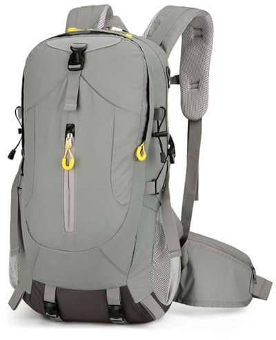AONETIGER 30L Wanderrucksack Herren Damen Leicht Trekkingrucksack Wasserdicht Reiserucksack mit Regenschutz Outdoor Camping Radfahren Wandern Rucksack (Grau)