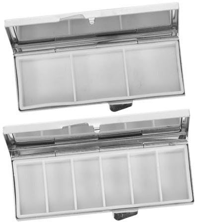 TOYZFRIENDY 2 Stück Metall Pillendose Kompakt Fächern Silber Reise Tablettendose für Familien Medikamente Organizer Tasche Leicht Robust Langlebig
