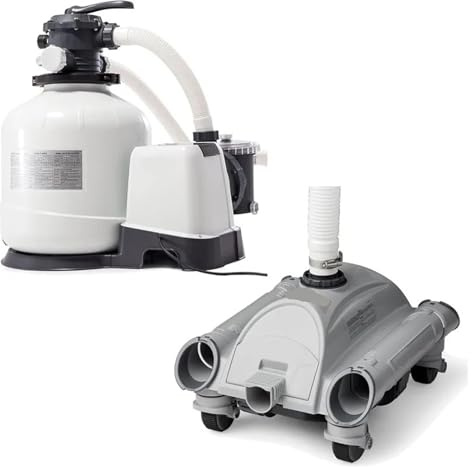 AYJYZHIAG Pompa Filtro a Sabbia 3000 con Timer Integrato e Kit di Manutenzione for aspirapolvere Automatico for Piscine Esterne Fuori Terra