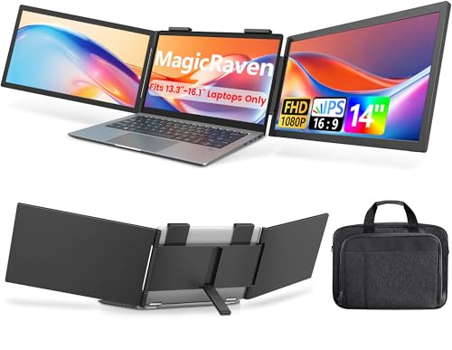 MAGICRAVEN Dual Display Extender für Laptop mit Tasche, 14 Zoll (35,6 cm), tragbarer Monitor 1080P, Typ C (ohne HDMI), Plug and Play, für Laptops von 13,3 bis 16,1 Zoll