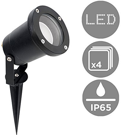 MiniSun | Modern 3 in 1 Ground/Wall/Spike Outdoor Lights in a Black Finish | Outdoor Wall Lights, Home Décor & Improvement Essential | Pack of 4 | IP65 Rated | Mains Wired