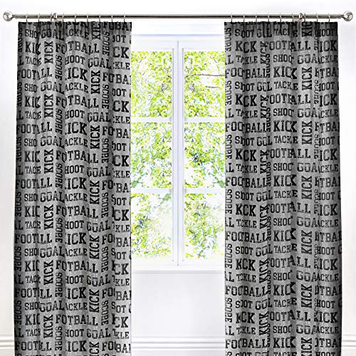 Bedlam Fußball, für Kinder, 52% Polyester, 48% Baumwolle, Futter: 52% Polyester, 48% Baumwolle., grau, Pair of Curtains