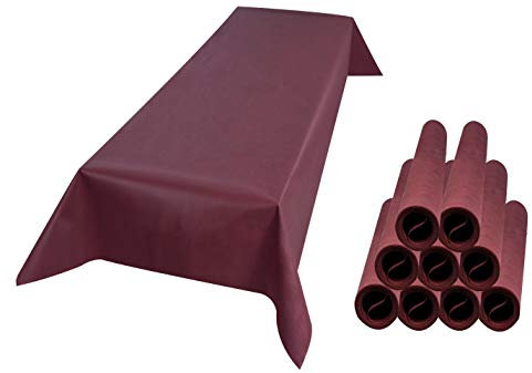 Sensalux Tischdecke, abwaschbar, Vorteilspack, 10 Stück, 1m x 2,5m, Bordeaux
