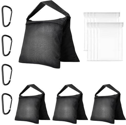 EMART Heavy Duty Sandbag,Weight Bags Photo Studio Saddlebag Design for Photography Stand Light Tripod, Outdoor Patio, Sports, Photo Sets, Film Sets, Live Productions-(Black-4 Packs)